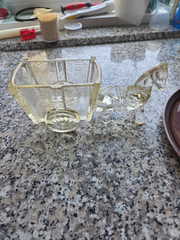 Glazen paard en wagen, Antiek en Kunst, Antiek | Glas en Kristal, Ophalen of Verzenden