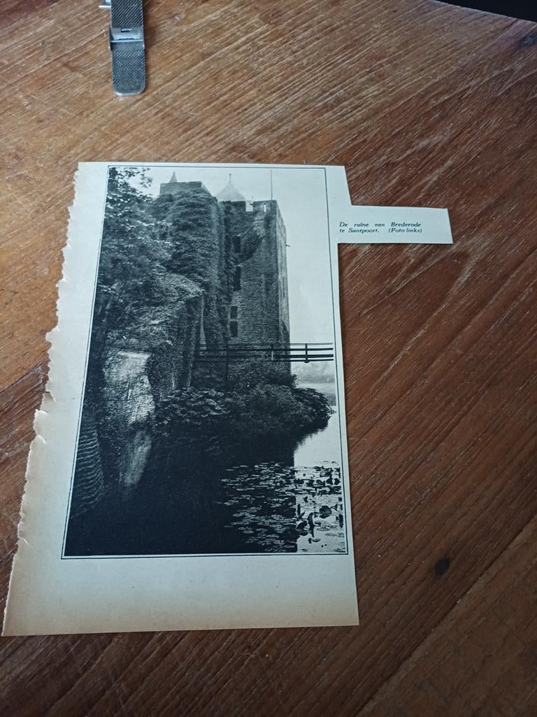Knipsel ruïne van Brederode Santpoort 1931, Ophalen of Verzenden, 1920 tot 1940, Knipsel(s)