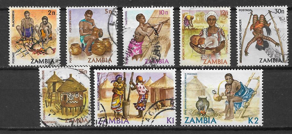 Zambia 1981 Beroepen waterdrager pottenbakker, Verzenden, Zambia, Gestempeld