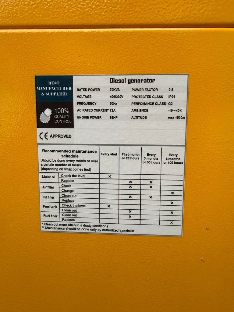 Nieuwe 70 kVA Silent Diesel Generator - Stahltech, Stahltech, Elektrisch startend, Stahltech, Nieuw