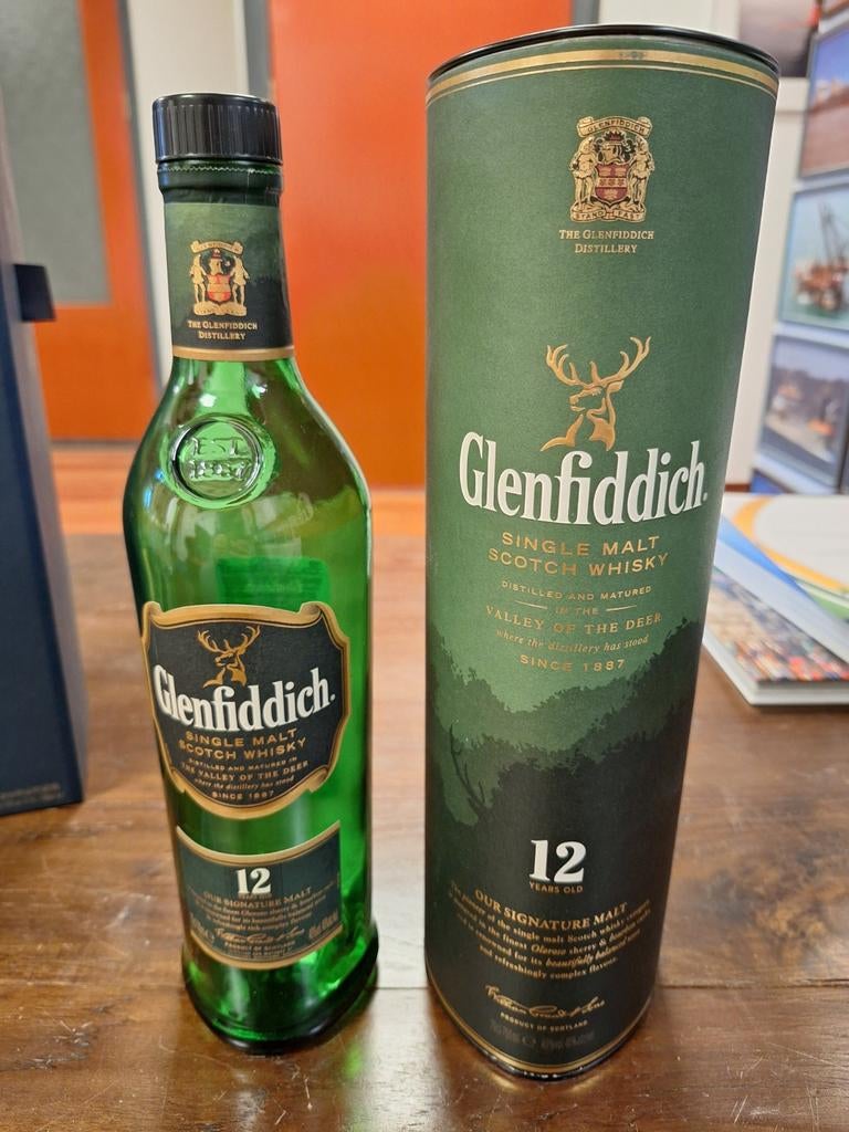 Lege Glenfiddich fles 700ml met koker, Ophalen of Verzenden, Gebruikt, Overige typen