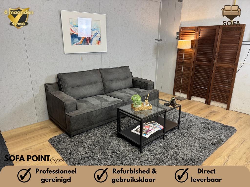 Antraciete Microleren 2-Zits Bank Refurbished-Gratis Bezorgd, Ophalen of Verzenden, Sofa Point, Sofapointnl@gmail.com, Noordkade 68A