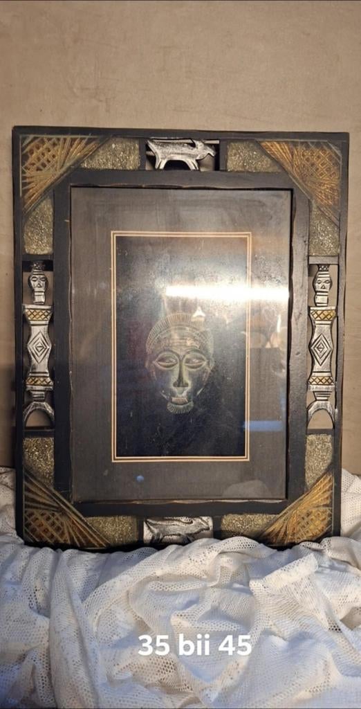 Afrikaans Masker in Houten Frame PTMD, Huis en Inrichting, Haarden, Ophalen of Verzenden, Gebruikt