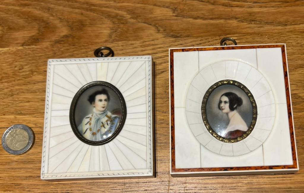 2 x miniatuur portret, Ophalen of Verzenden