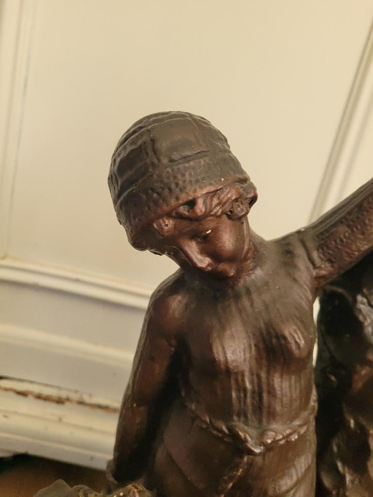 Antiek Art Nouveau beeld van gips 52 cm hoog, Ophalen of Verzenden