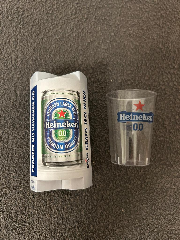 Heineken mini 0.0 blikje met glaasje, Ophalen, Nieuw, Heineken