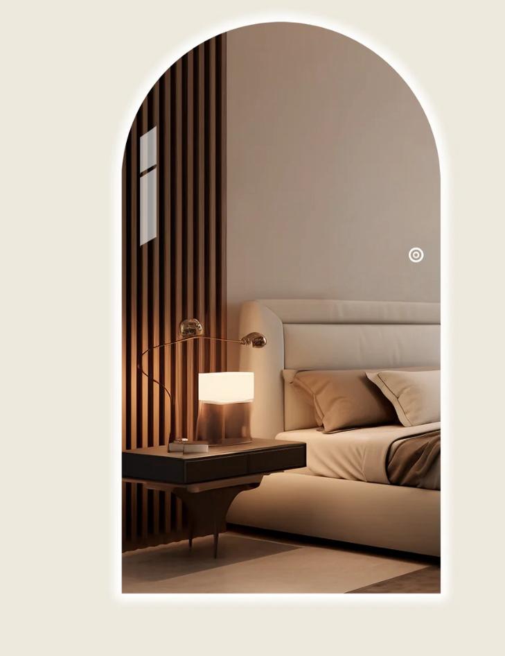 Boogspiegel   met   LED-verlichting  -   180x100cm, Ophalen, Zo goed als nieuw, Rechthoekig