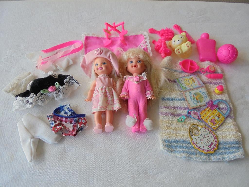 2 popjes met kinderwagen mattel 1994, Verzamelen, Poppen, Ophalen of Verzenden, Gebruikt, Pop