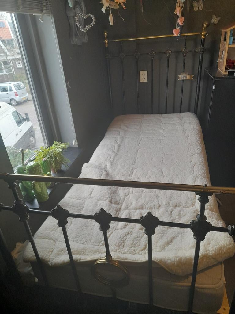 Brocante ledikant, Ophalen, Gebruikt, 90 cm, Eenpersoons