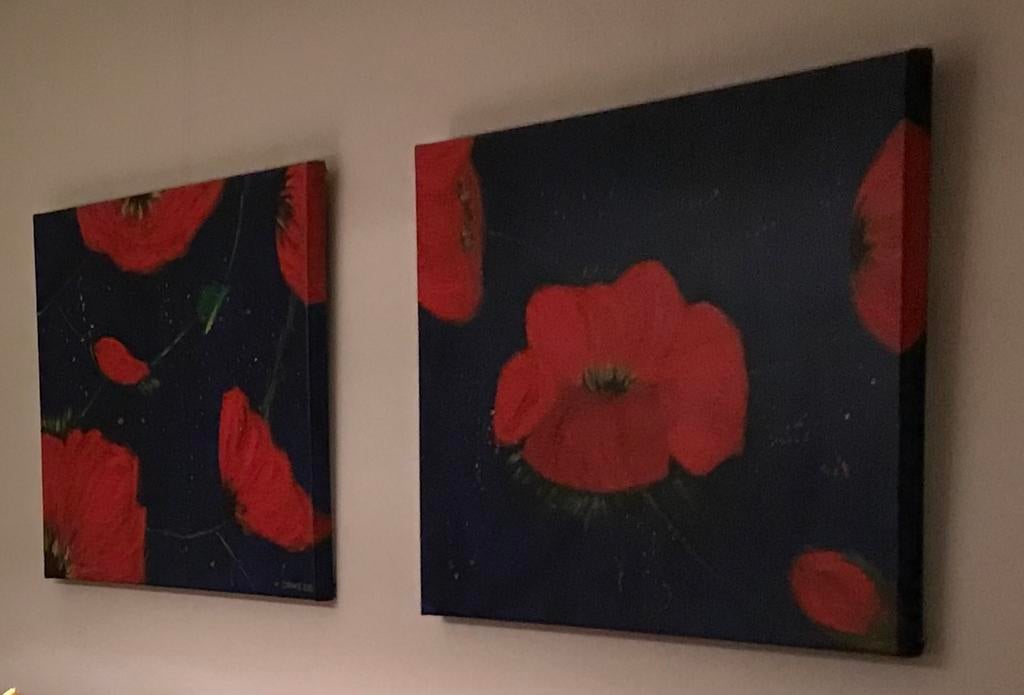 Schilderij klaprozen tweeluik, Ophalen