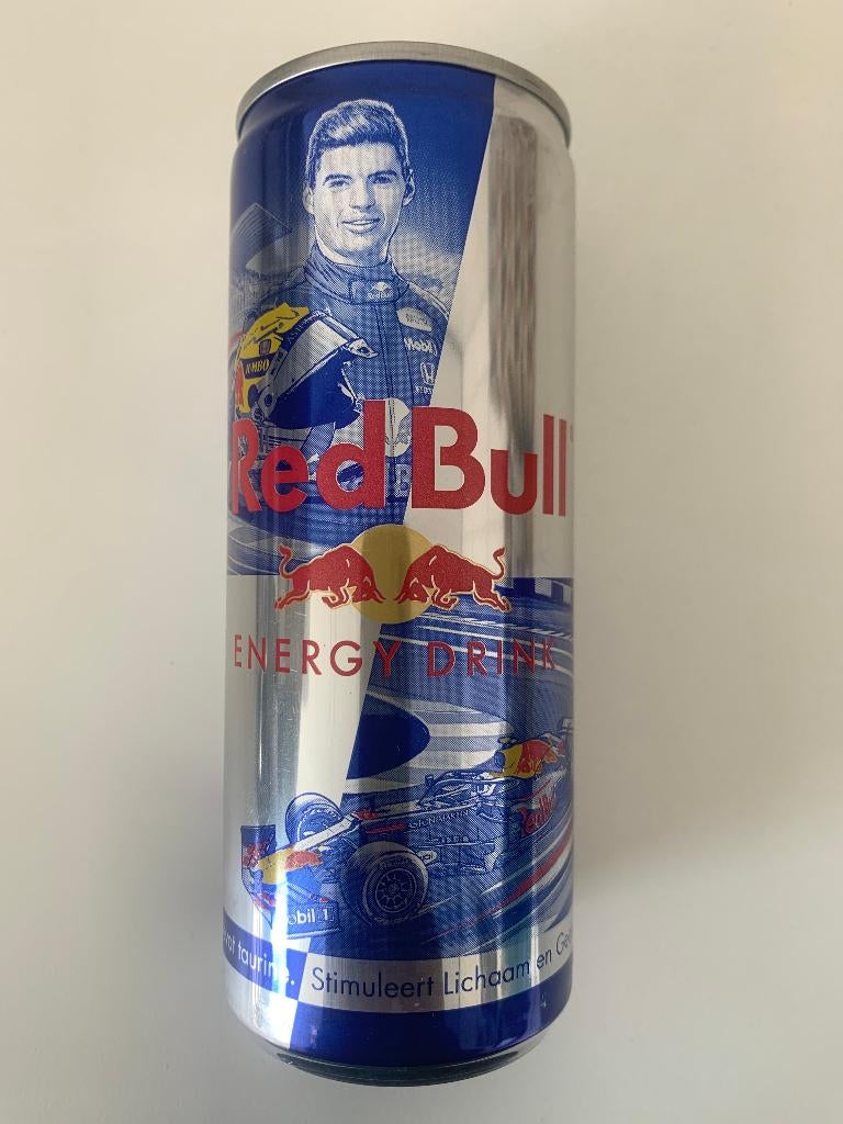 Vol Red Bull blikje Max Verstappen, editie 3, vrij zeldzaam., Ophalen of Verzenden, Nieuw, Formule 1