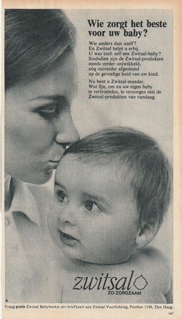 Retro reclame 1966 Zwitsal baby en zijn Zwitsal-moeder, Verzamelen, Verzenden, Overige typen