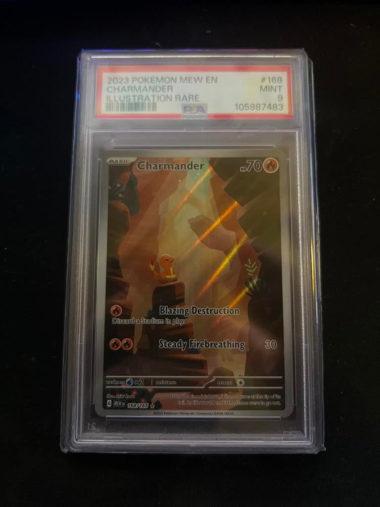 Charmander 151 PSA 9 - Pokémon Kaart, Ophalen of Verzenden, Zo goed als nieuw, Losse kaart