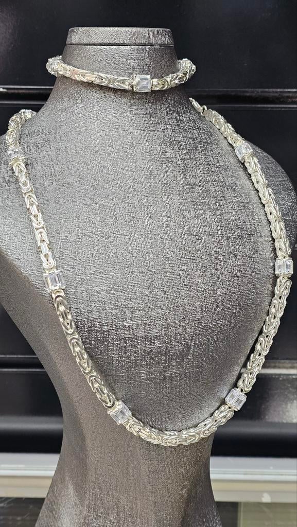 Prachtige Koningsketting zilver set massief, Sieraden, Tassen en Uiterlijk, Kettingen, Nieuw, Goud, Goud, Ophalen of Verzenden