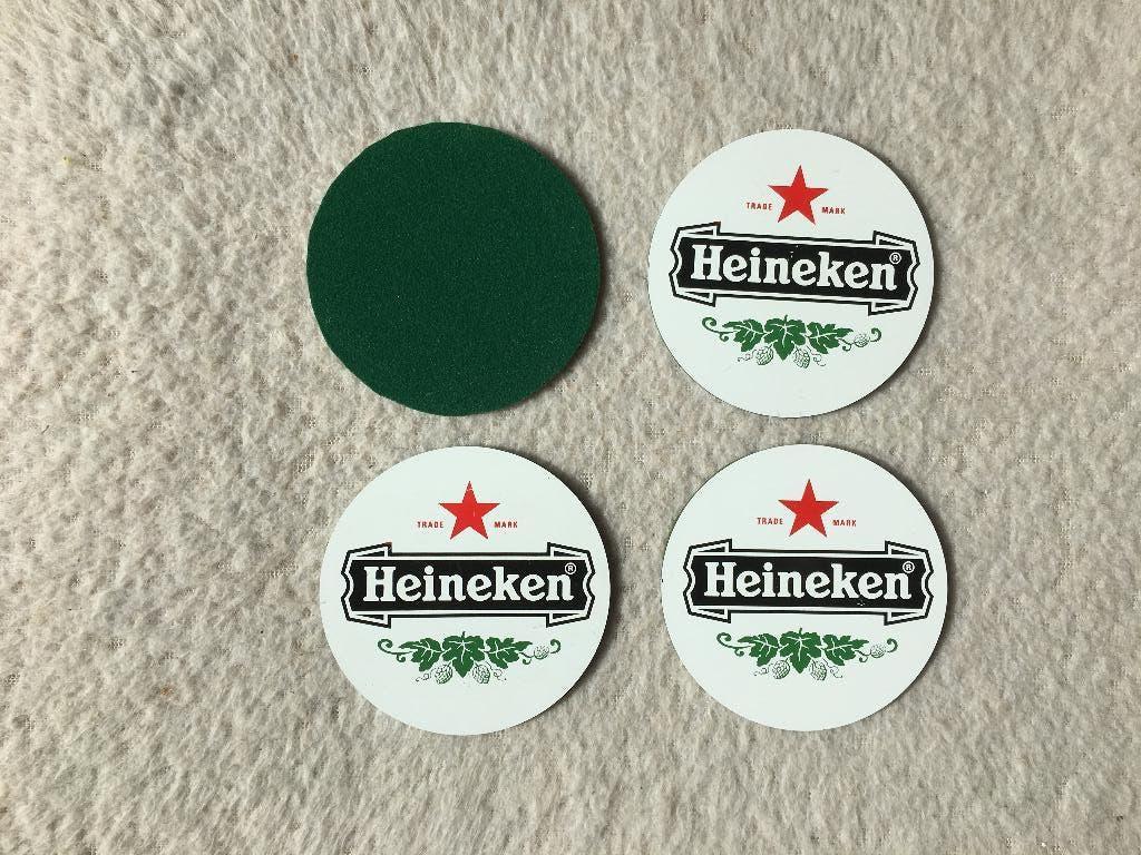 biervilt Heineken met groen vilt op de achterlant, Verzenden, Zo goed als nieuw, Viltje(s), Heineken