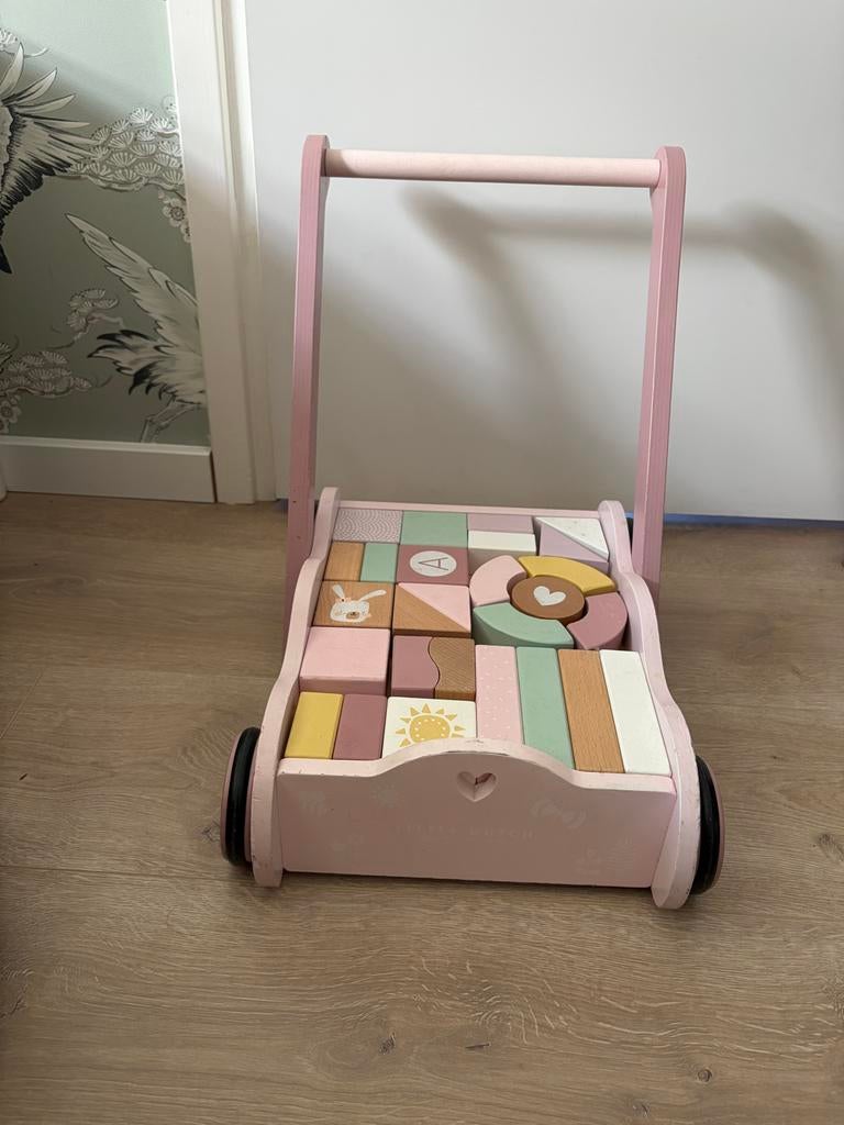 Little Dutch blokken loopwagen/ loopkar roze, Kinderen en Baby's, Ophalen of Verzenden, Gebruikt, Overige merken