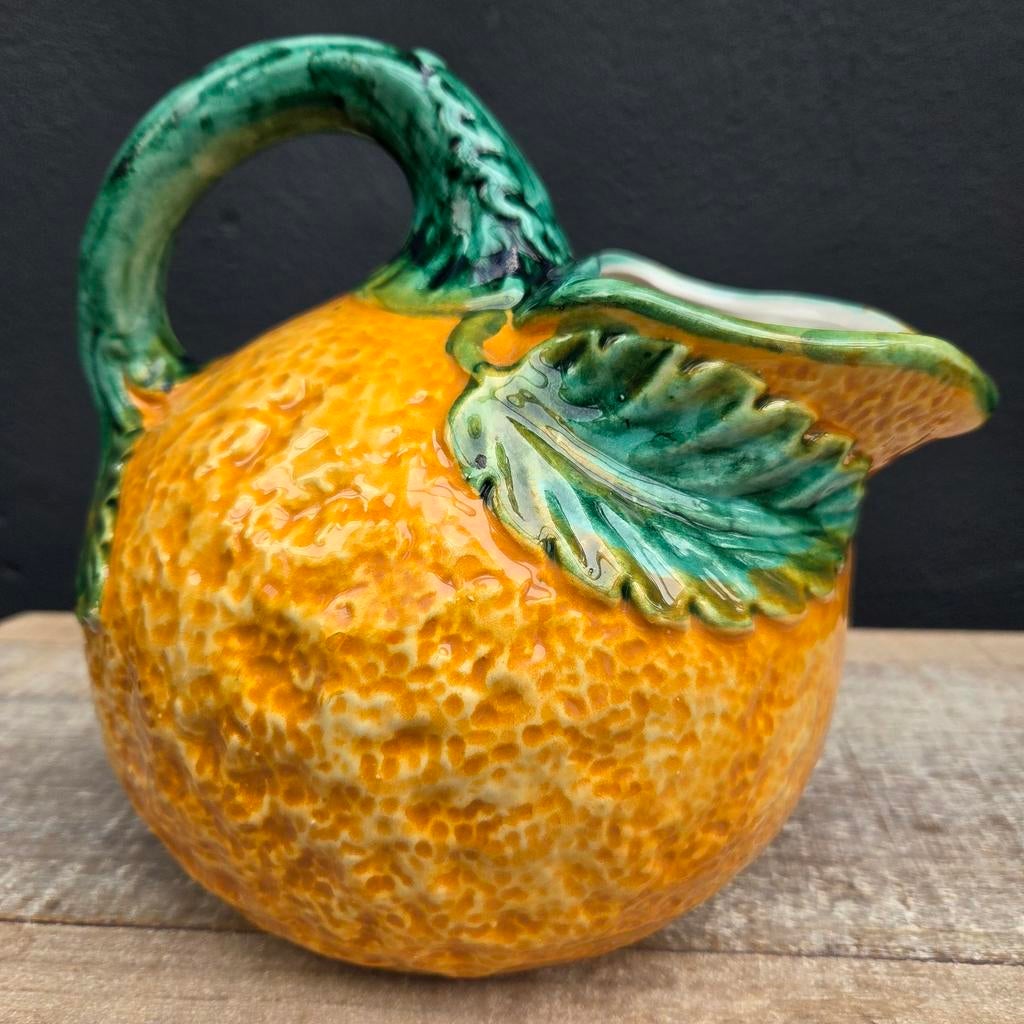 Vintage Portugese sinaasappel waterkan - Uniek Design, Ophalen of Verzenden