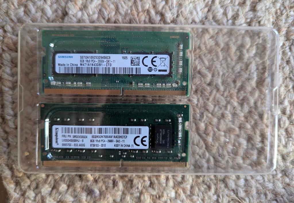 2x 8GB DDR4 2666MHz 1Rx8 SO-DIMM (Samsung + Kingston), Verzenden, DDR4, Zo goed als nieuw, Laptop