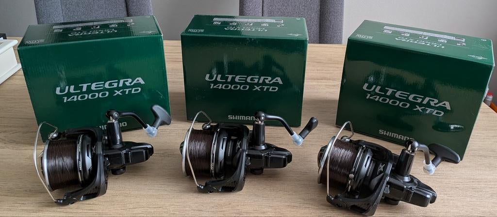 Shimano Ultegra 14000XTD karper molens met reservespoelen, Ophalen, Zo goed als nieuw, Molen