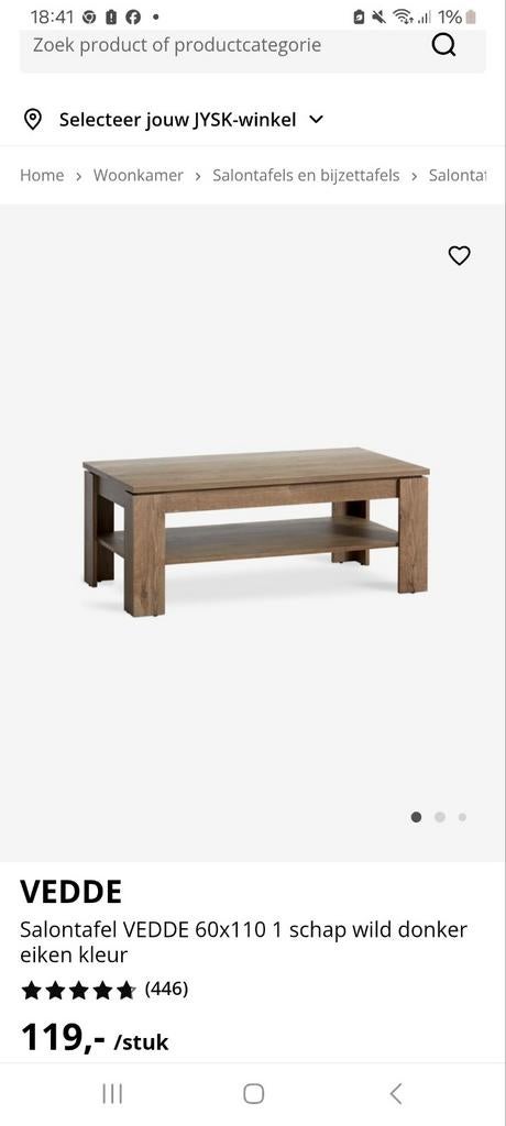 Nette Salontafel VEDDE -  wild donker eiken, Ophalen, 100 tot 150 cm, Eikenhout, 50 tot 100 cm