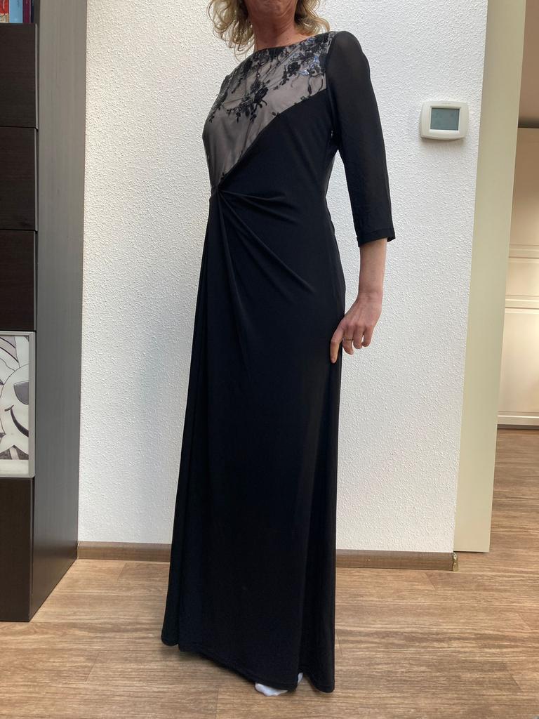 Avond jurk / galajurk Vera Mont met Brussels kant, Galajurk, Zwart, Maat 42/44 (L), Ophalen of Verzenden