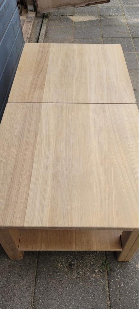 massief eiken salontafeltjes onderblad, Ophalen, 50 tot 100 cm, 50 tot 100 cm, Zo goed als nieuw