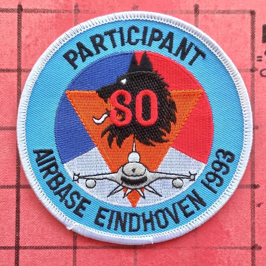 KLU LUCHTMACHT PATCH EMBLEEM EINDHOVEN AIRB. 80 PARTICIPANT, Verzenden, Luchtmacht, Nederland, Embleem of Badge
