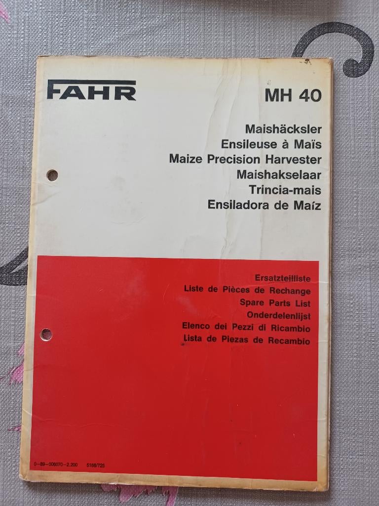 Onderdelenboek Fahr maishakselaar MH 40, Ophalen of Verzenden, Gelezen, Tractor en Landbouw