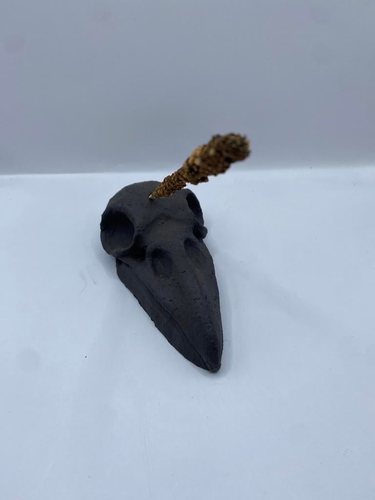 Wierrookhouder raaf zwarte klei, Huis en Inrichting, Woonaccessoires | Overige, Gebruikt, Steen/keramiek, Zwart, Ophalen of Verzenden