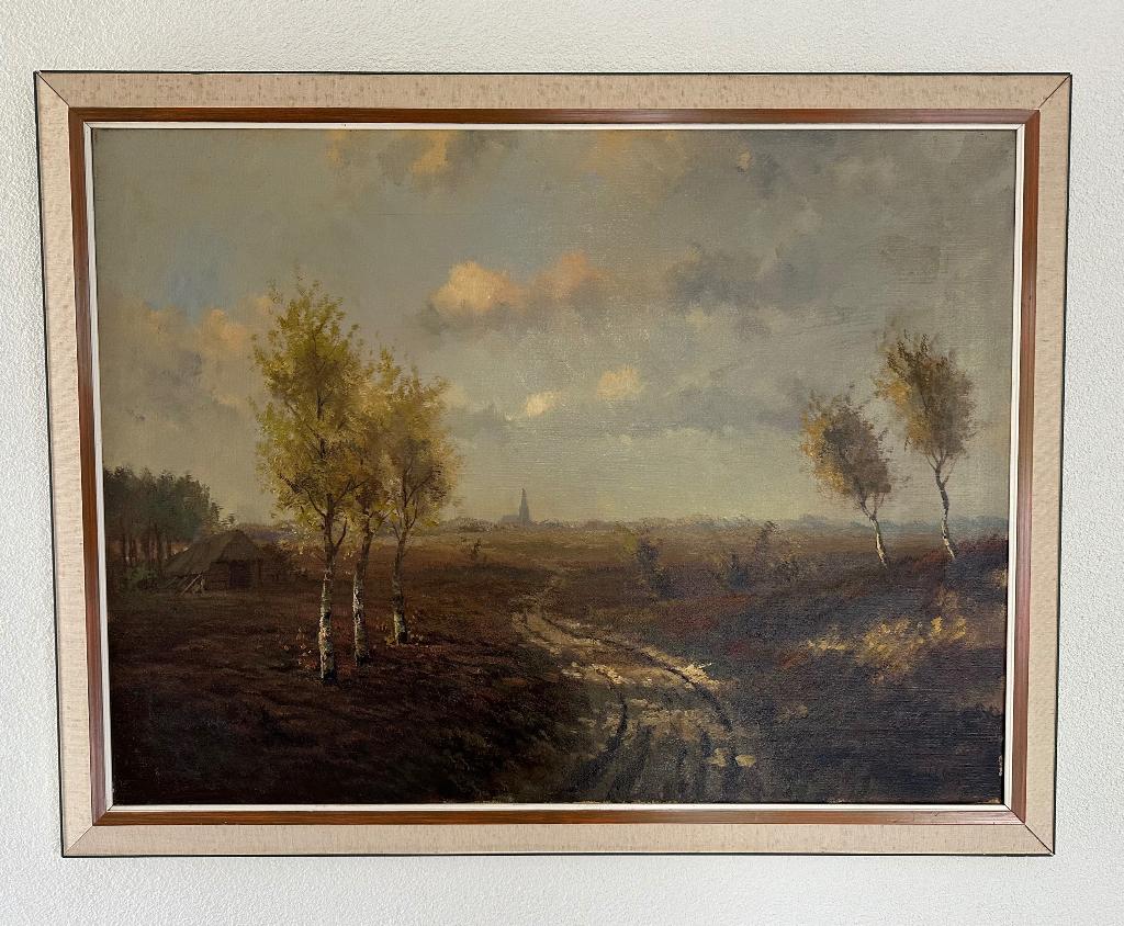 Heidelandschap met schaapskooi, Antiek en Kunst, Kunst | Schilderijen | Klassiek, Ophalen