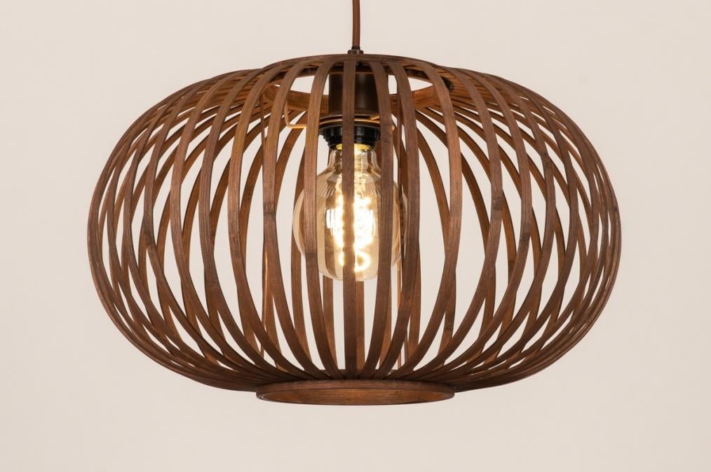 japandi bamboe walnoot rotan hanglamp bank bed tafel lamp, Huis en Inrichting, Lampen | Hanglampen, Ophalen of Verzenden, Nieuw