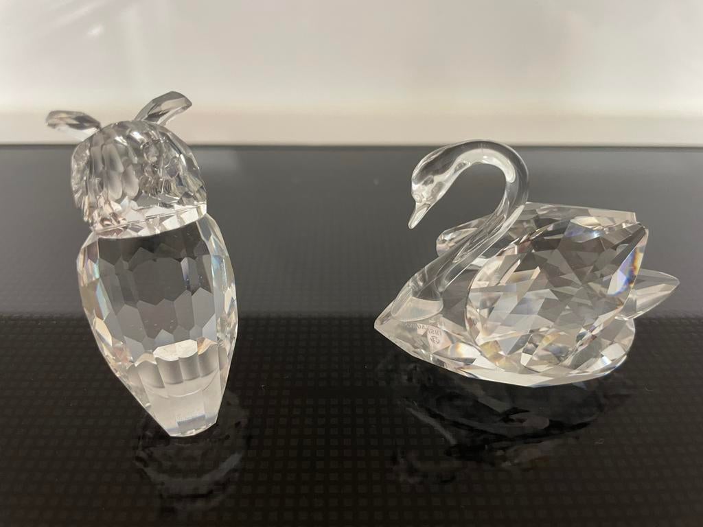 Swarovski beeldjes uil en zwaan, Ophalen of Verzenden, Zo goed als nieuw, Figuurtje