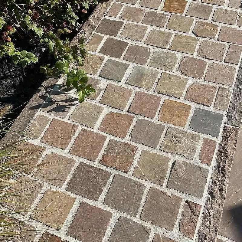 Kandla Ocre Multicolor 14x14x5/7 cm gekapt € 39,95 p/m2, Ophalen of Verzenden, Nieuw, Natuursteen, Klinkers