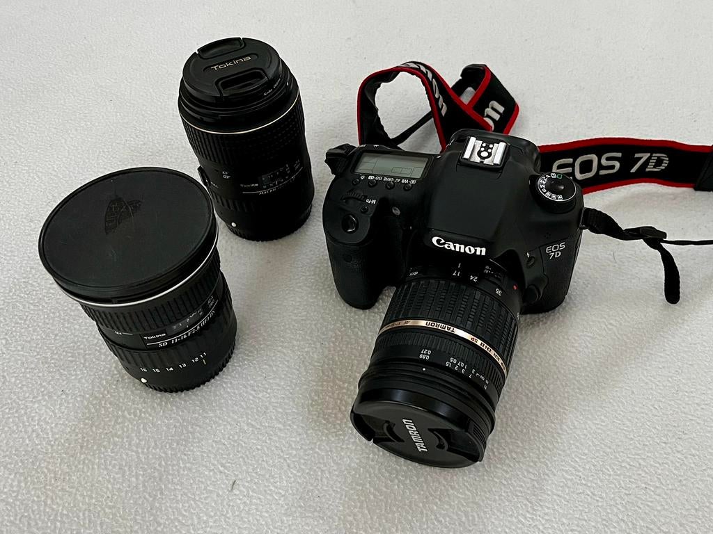 Canon EOS 7D digitale camera met 3 lenzen en tas., Audio, Tv en Foto, Fotocamera's Digitaal, Ophalen, Gebruikt, Spiegelreflex