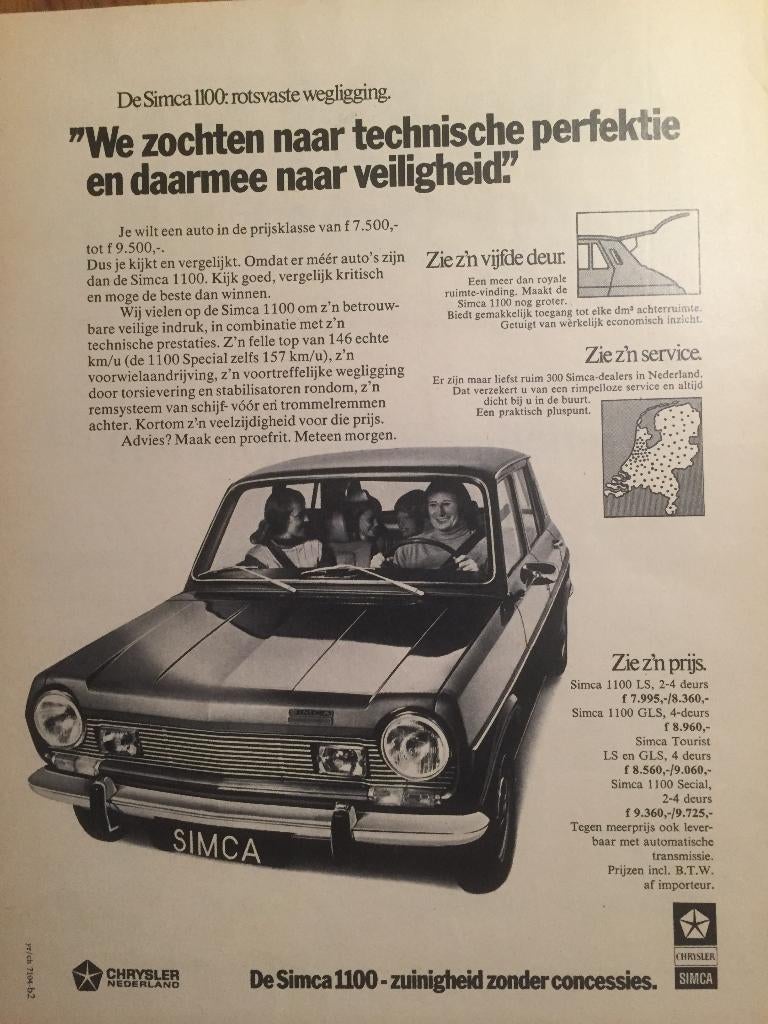 Advertentie van Simca 1100, april 1973, Ophalen of Verzenden, Gelezen, Overige merken