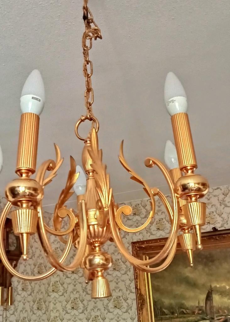 Geatano Sciolari - kroonluchter verguld -Italië- '70, Huis en Inrichting, Ophalen