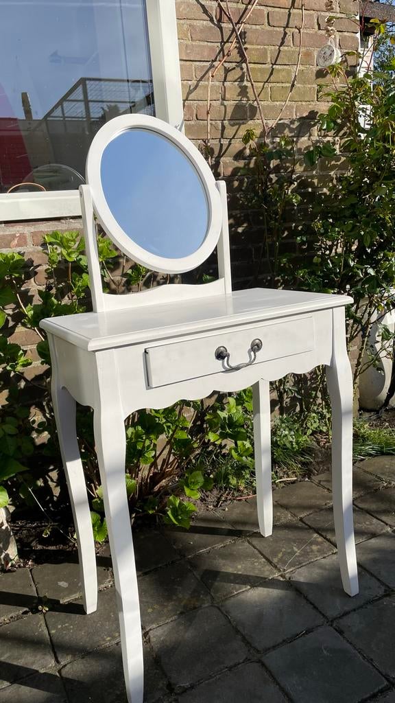 Witte kaptafel voor kinderen met spiegel en lade, Ophalen, Gebruikt, Klassiek, 50 tot 100 cm