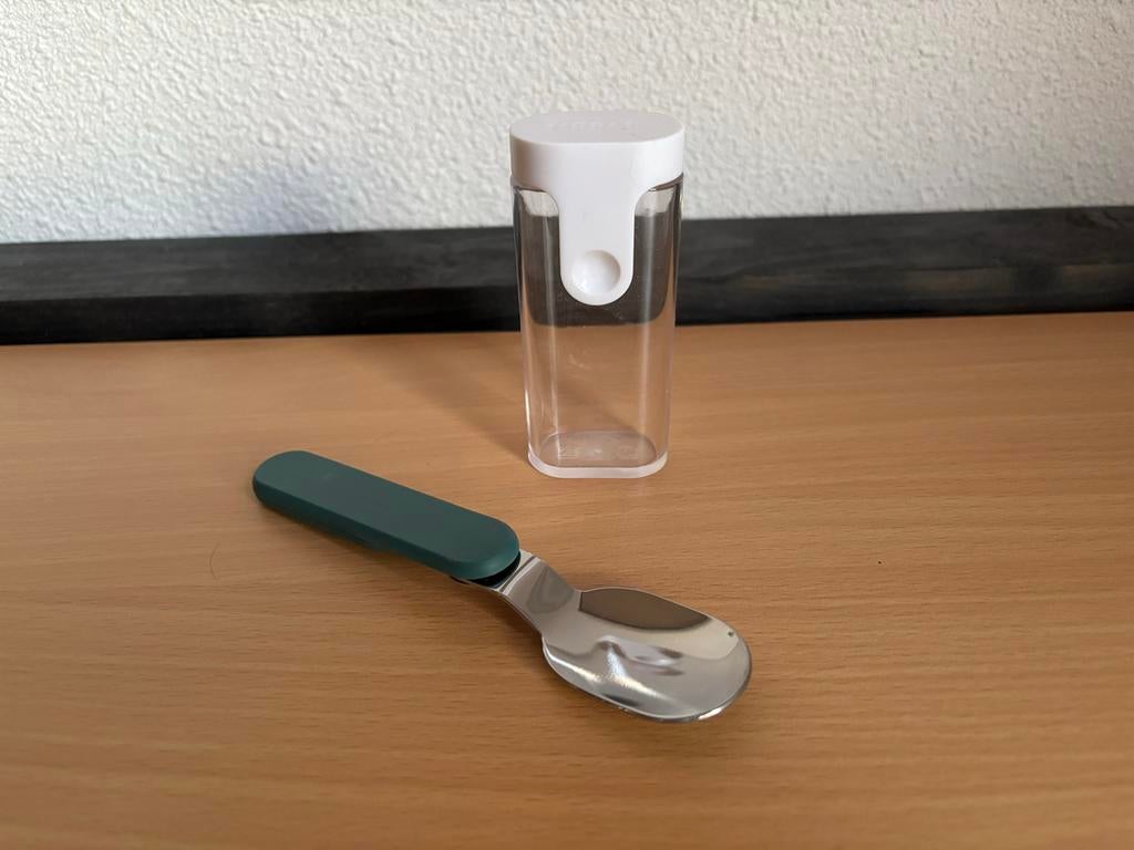 Mepal vouwlepel Ellipse donkergroen green, Ophalen of Verzenden, Zo goed als nieuw, Kunststof, Los bestek