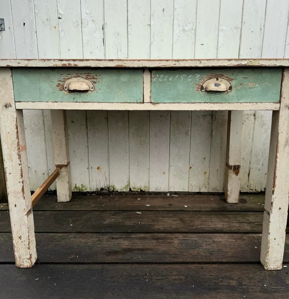 Oud brocante tafeltje buteau werkplek werktafel, Ophalen