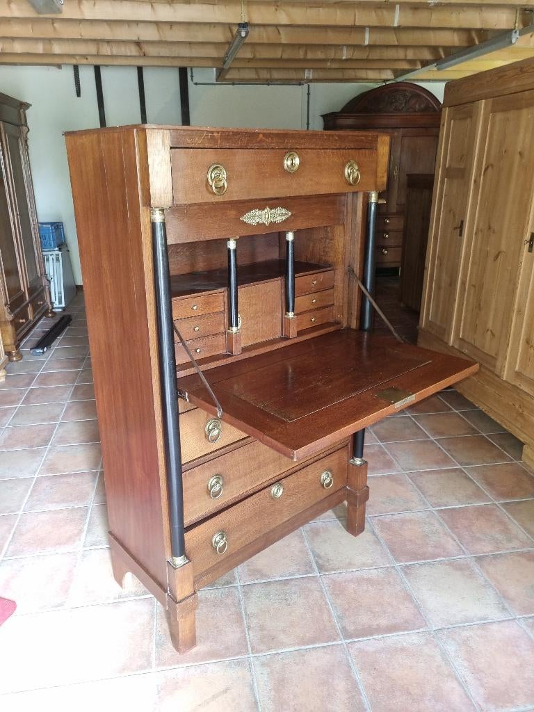 Antieke Eiken Empire Secretaire Topmeubel., Antiek en Kunst, Ophalen