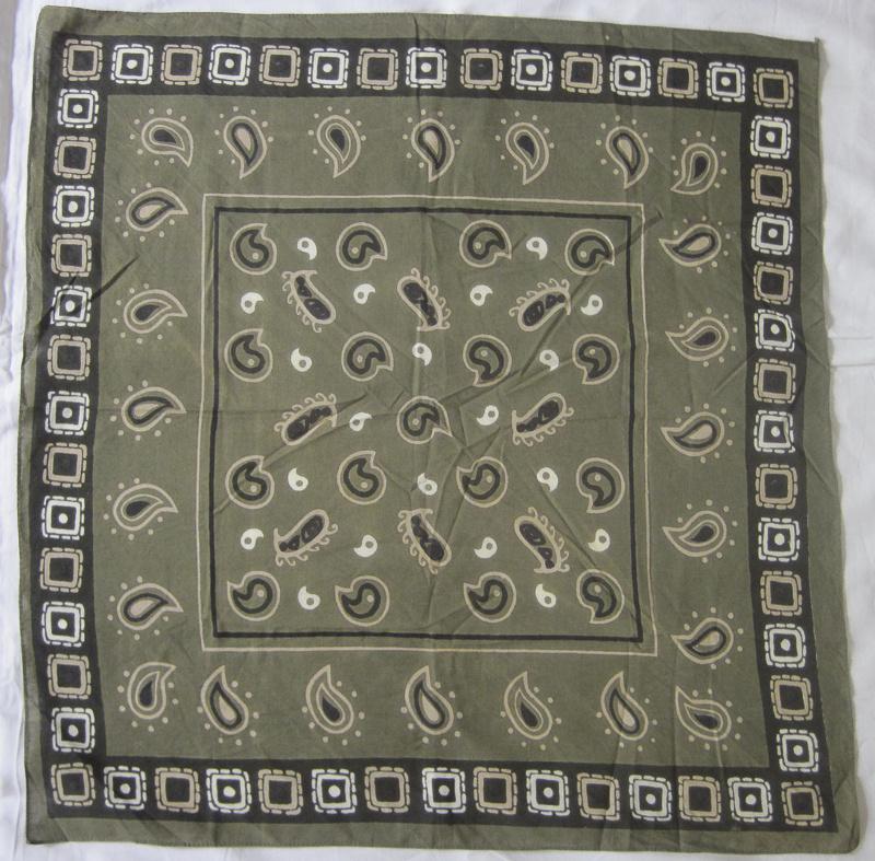 Sjaal kaki/legergroen circa 52 x 53 cm, Ophalen, Gedragen, Maat 38/40 (M), Sjaal