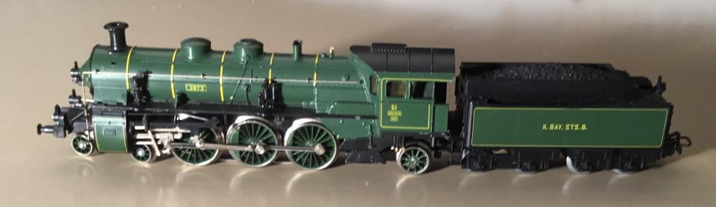 Märklin H0 # 3092 Stoomlok met Tender Beierse groen S 3/6, Wisselstroom, Locomotief, Ophalen of Verzenden, Zo goed als nieuw