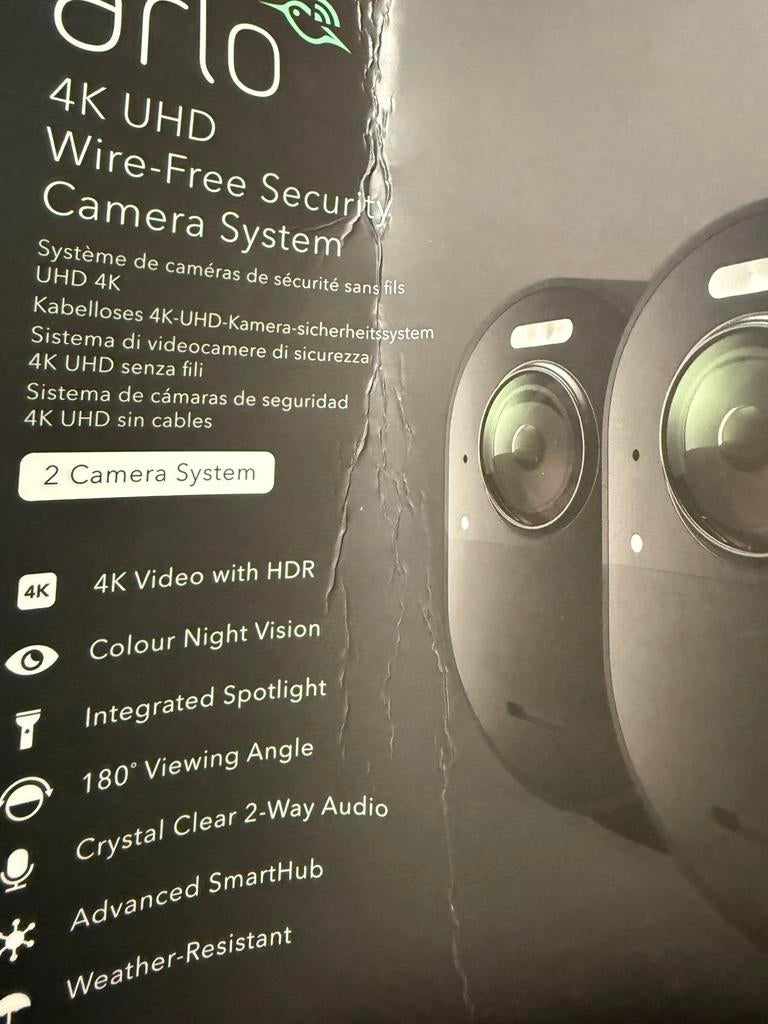 Arlo 4K UHD Draadloos Beveiligingscamerasysteem (2 camera's), Ophalen of Verzenden, Zo goed als nieuw, Buitencamera