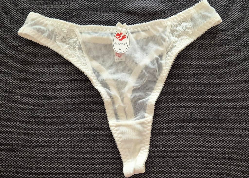 Elbrina  String met Kant - Maat M  NIEUW, Kleding | Dames, Ondergoed en Lingerie, Elbrina, Ophalen of Verzenden, Wit, String
