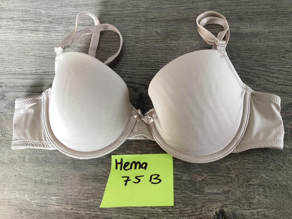 Hema BH's 75B wit, crème/beige en blauw 3 stuks, Ophalen of Verzenden, Wit, BH