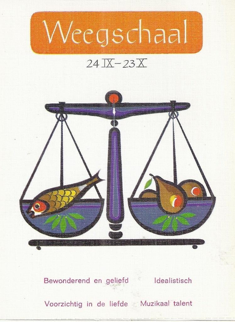 K7026 Ongelopen ansichtkaart weegschaal ( sterrenbeeld ), Ophalen of Verzenden, 1980 tot heden, Ongelopen