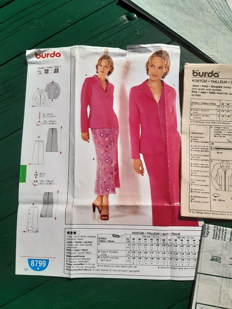 Burda knippatroon naaipatroon jasje en rok maat 36-46, Overige typen, Vrouw, Nieuw, Burda