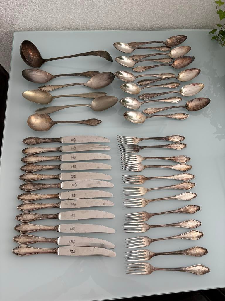 Wellner Verzilverde 42-delige Bestekset, Antiek en Kunst, Antiek | Bestek, Ophalen