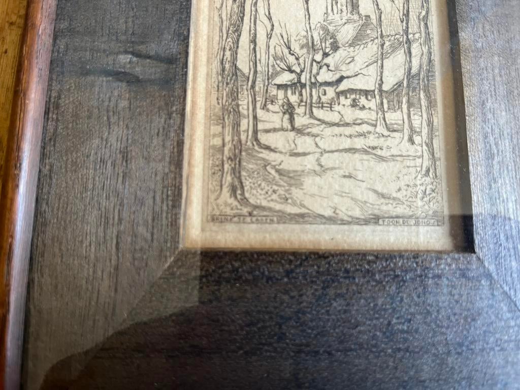 Toon de Jong ets, Stadsgezicht, Ophalen of Verzenden, Met passe-partout, 1950 - 1999