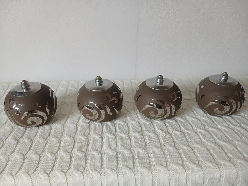 4 DECORATIEVE OLIELAMPJES TAUPE/ZILVER, Ophalen, Overige materialen, Minder dan 25 cm
